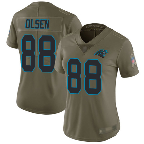 Carolina Panthers Limited Olive Women Greg Olsen Jersey NFL Football #88 2017 Salute to Service->women nfl jersey->Women Jersey